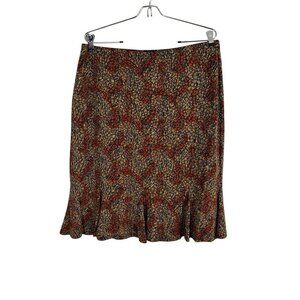Colorful Animal Print Ruffle Skirt Orange PL Mob Wife Earthy Neutral Boho Indie